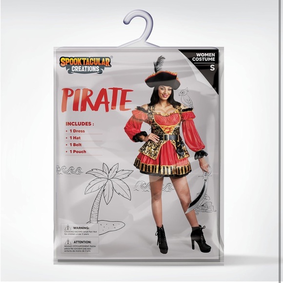 👻 Women Red Spanish Pirate Dress Costume - Picture 2 of 8